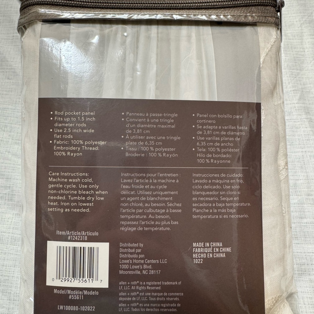 Allen + Roth Ivory Sheer Rod Pocket curtain two panels - Picture 6 of 7